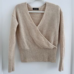 Naadam wrap cashmere crossover sweater in cream